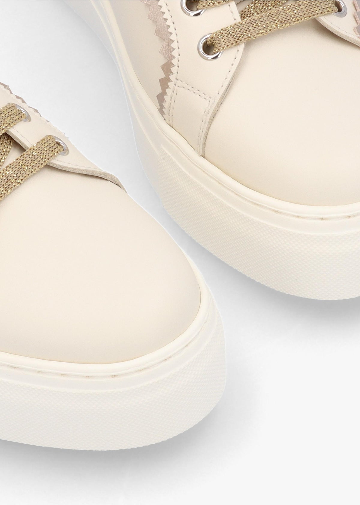 Jaggy Cream Leather Flatform Trainers