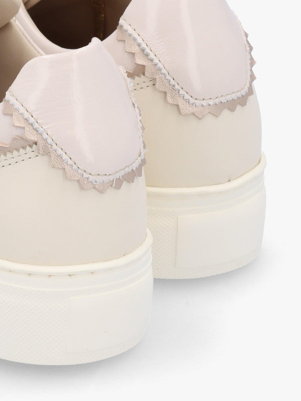 Jaggy Cream Leather Flatform Trainers