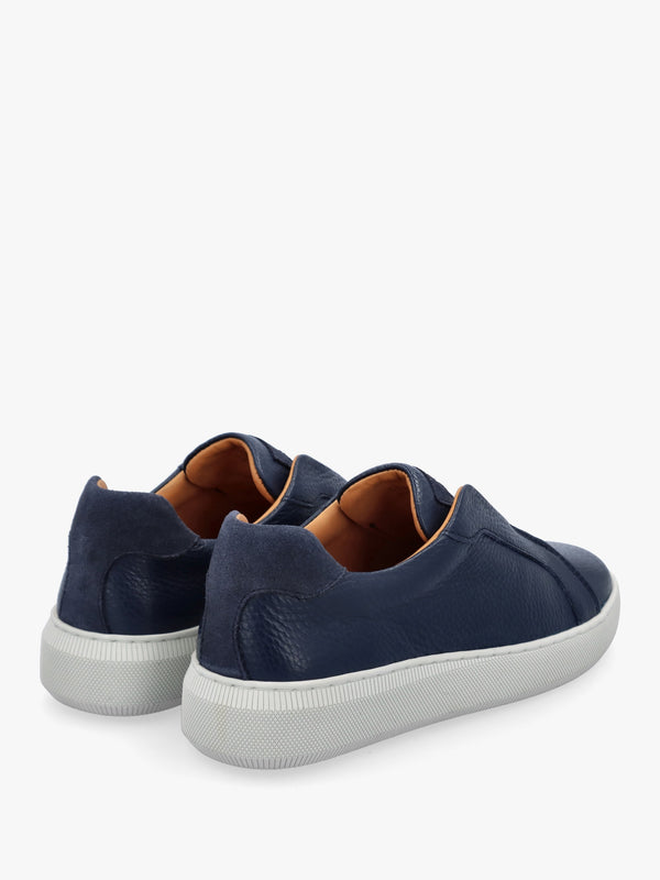 Viola Navy Tumbled Leather Low Profile Trainers