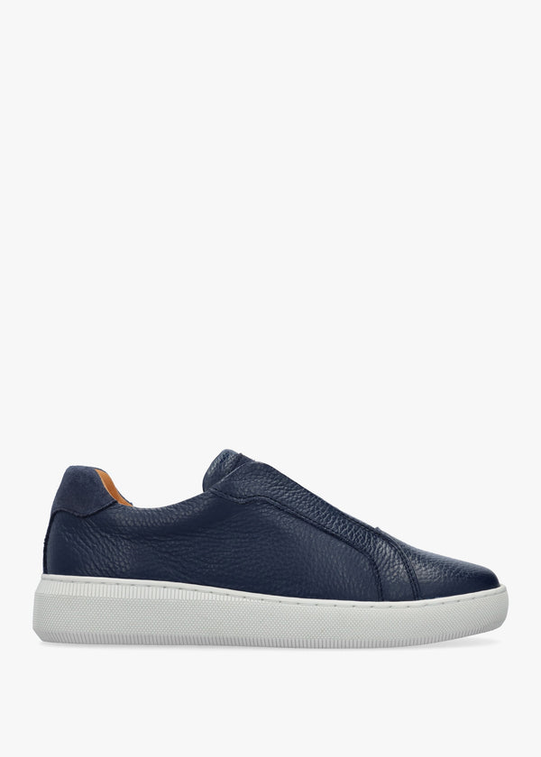 Viola Navy Tumbled Leather Low Profile Trainers