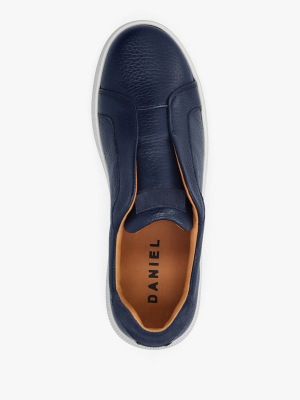 Viola Navy Tumbled Leather Low Profile Trainers