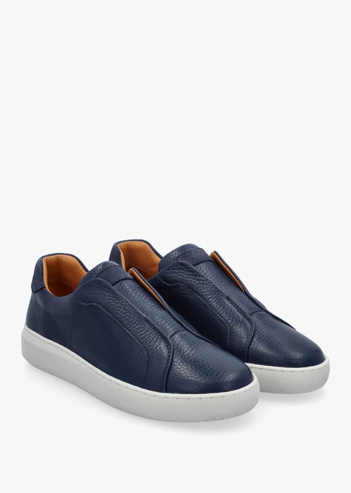 Viola Navy Tumbled Leather Low Profile Trainers