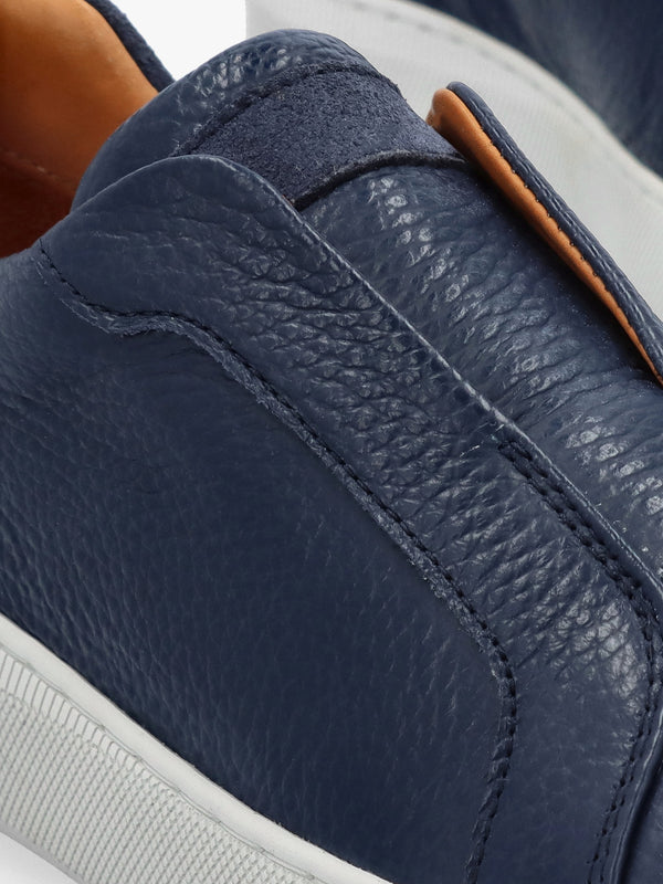 Viola Navy Tumbled Leather Low Profile Trainers