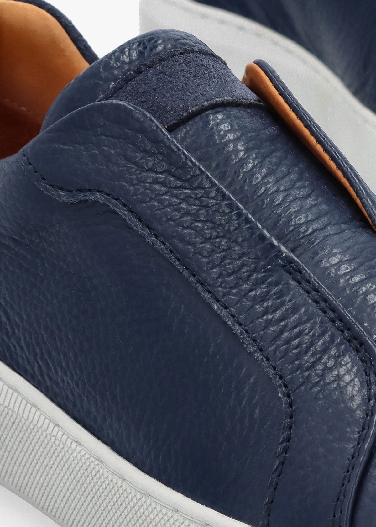 Viola Navy Tumbled Leather Low Profile Trainers