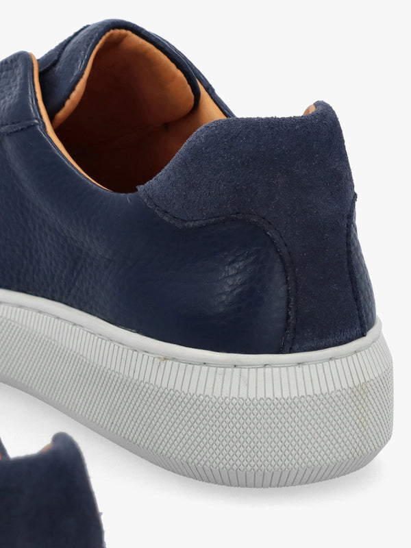 Viola Navy Tumbled Leather Low Profile Trainers