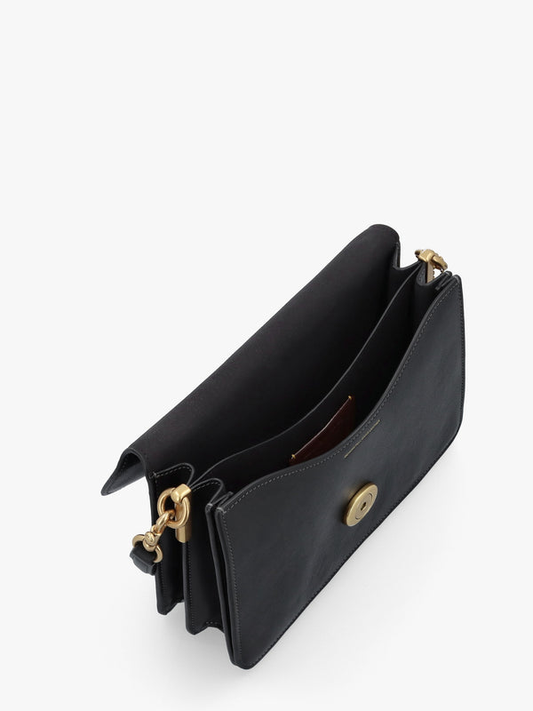Chain Tabby Black Leather Shoulder Bag