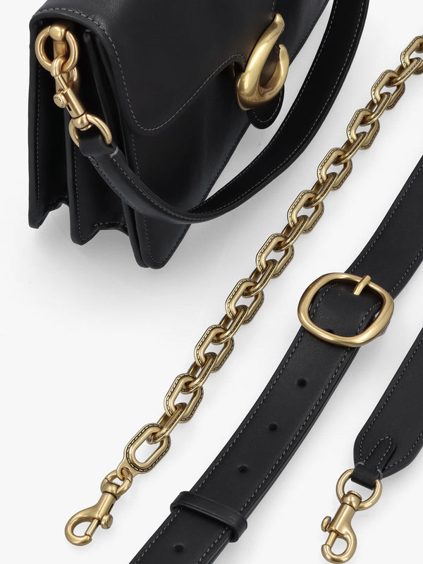 Chain Tabby Black Leather Shoulder Bag