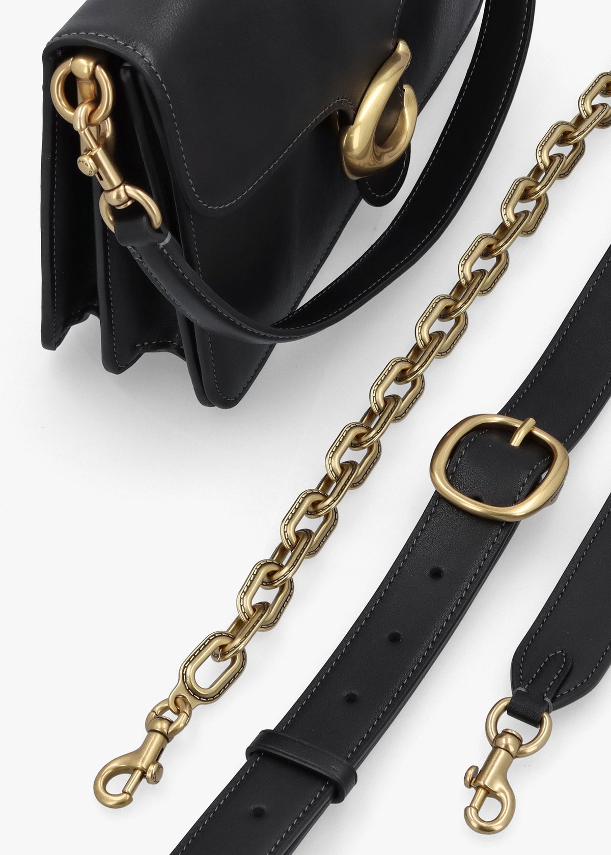 Chain Tabby Black Leather Shoulder Bag