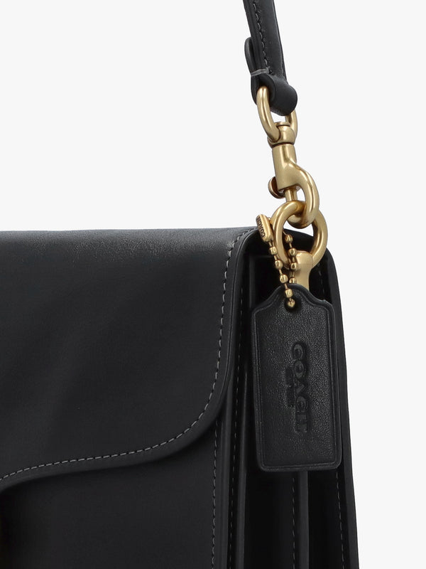 Chain Tabby Black Leather Shoulder Bag