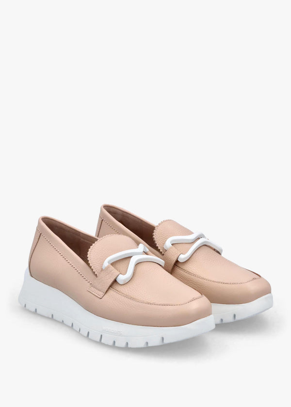 Aura Nude Pink Leather Loafers