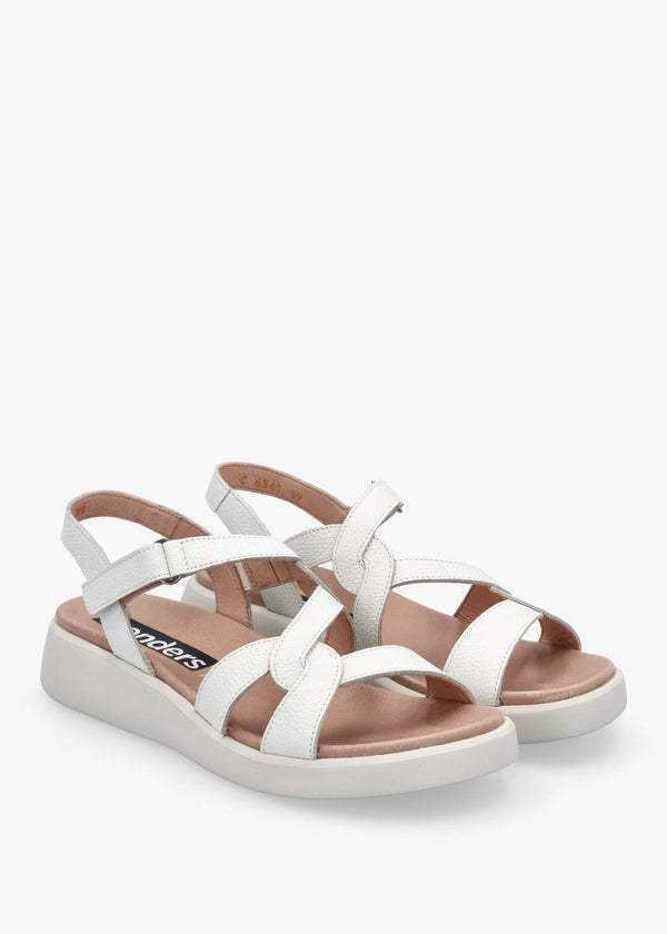 Cordelia Twist Off Leather Sandals in White