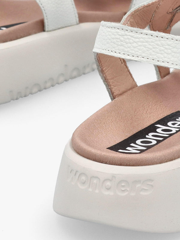 Cordelia Twist Off Leather Sandals in White