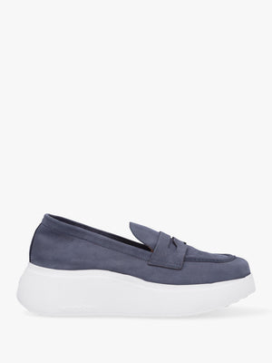 Estela Blue Nubuck Leather Chunky Loafers