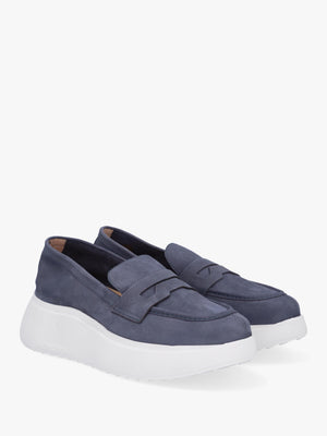 Estela Blue Nubuck Leather Chunky Loafers