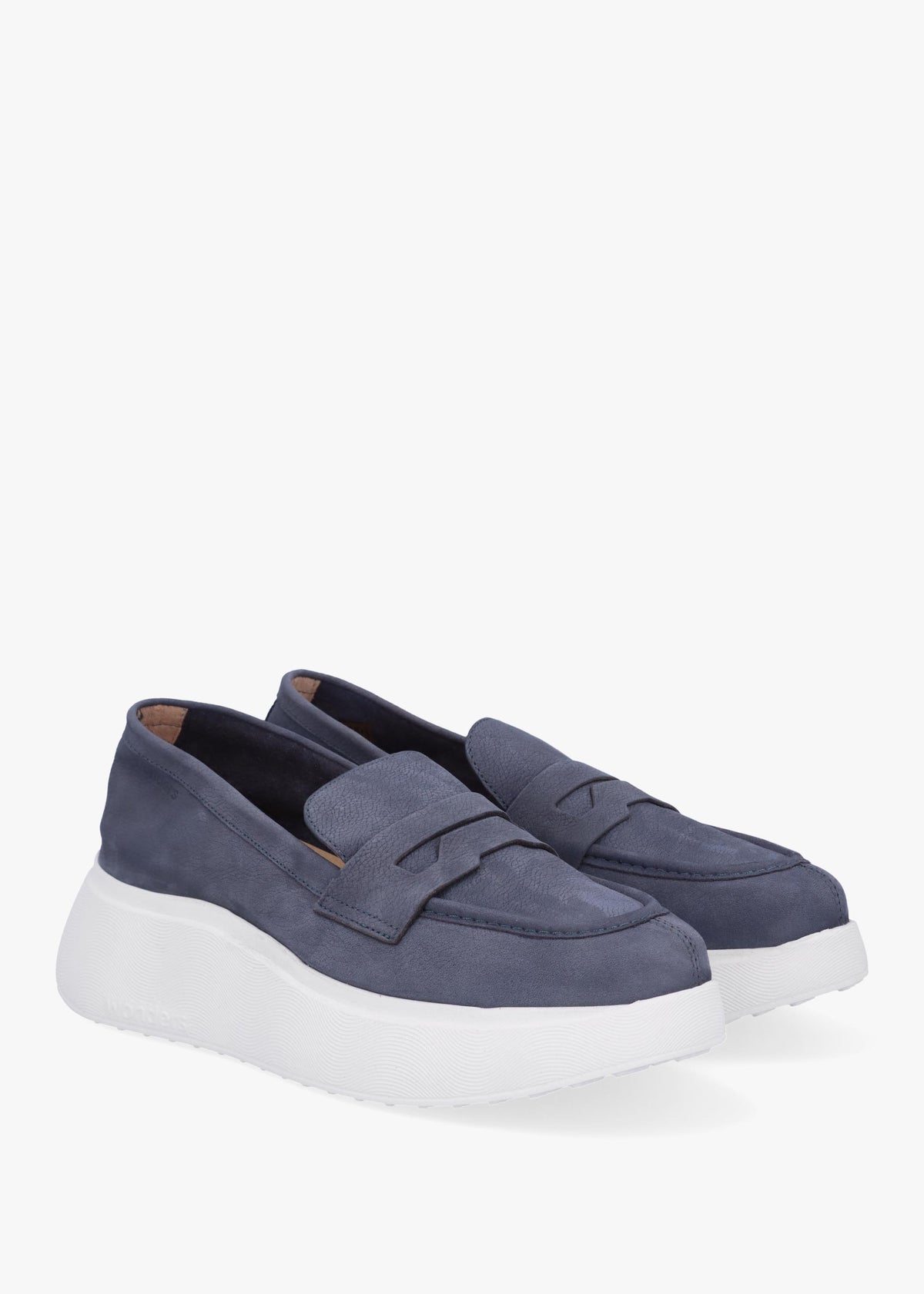 Estela Blue Nubuck Leather Chunky Loafers