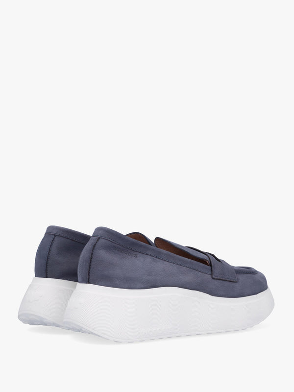 Estela Blue Nubuck Leather Chunky Loafers