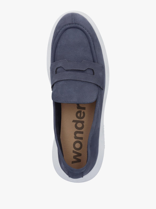 Estela Blue Nubuck Leather Chunky Loafers