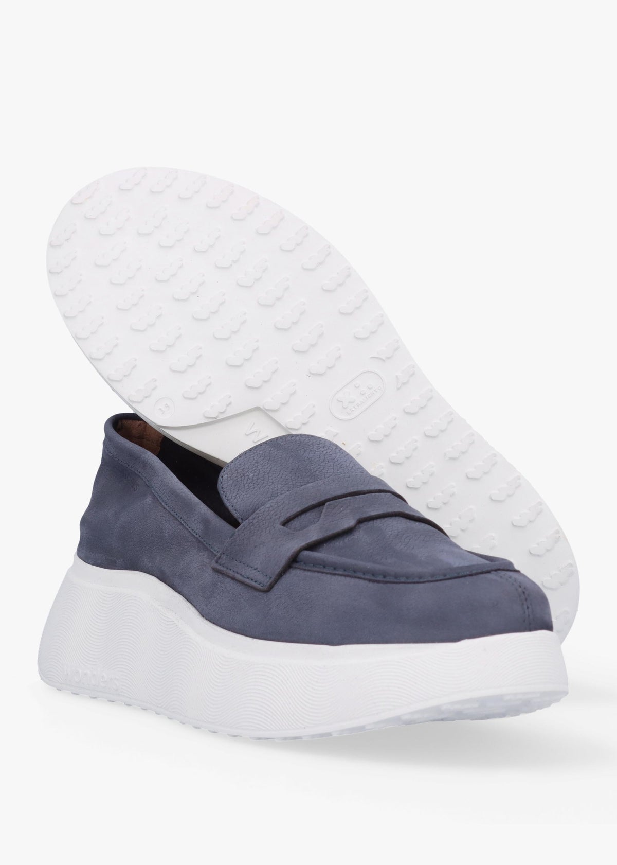 Estela Blue Nubuck Leather Chunky Loafers