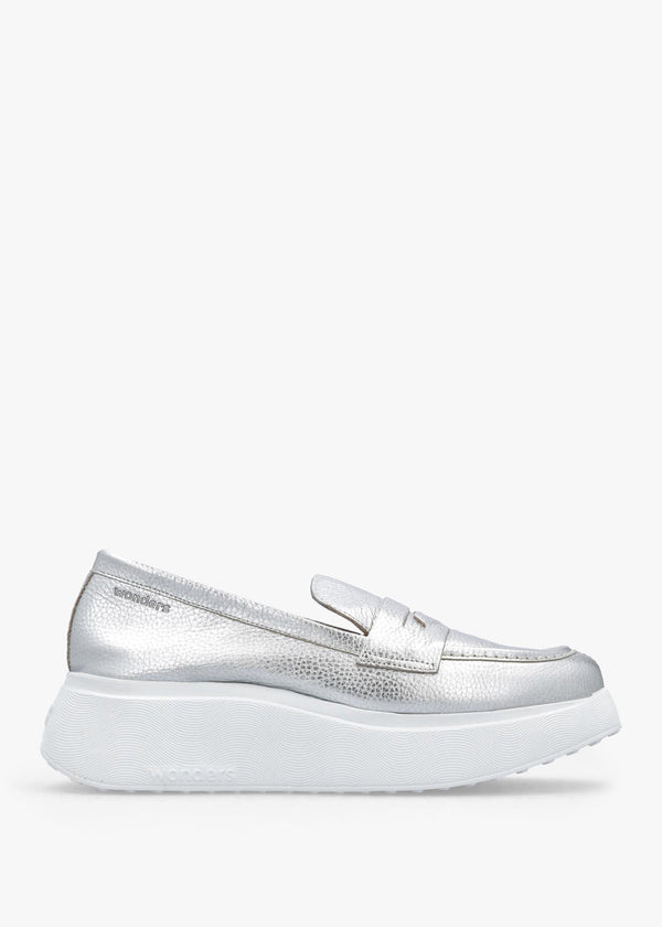 Estela Silver Leather Chunky Loafers