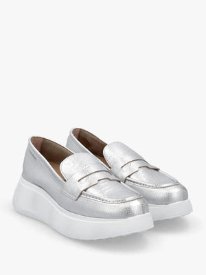 Estela Silver Leather Chunky Loafers