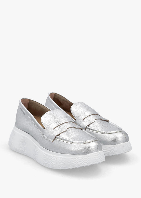 Estela Silver Leather Chunky Loafers