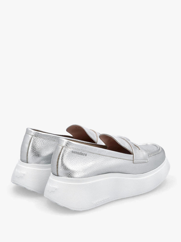 Estela Silver Leather Chunky Loafers