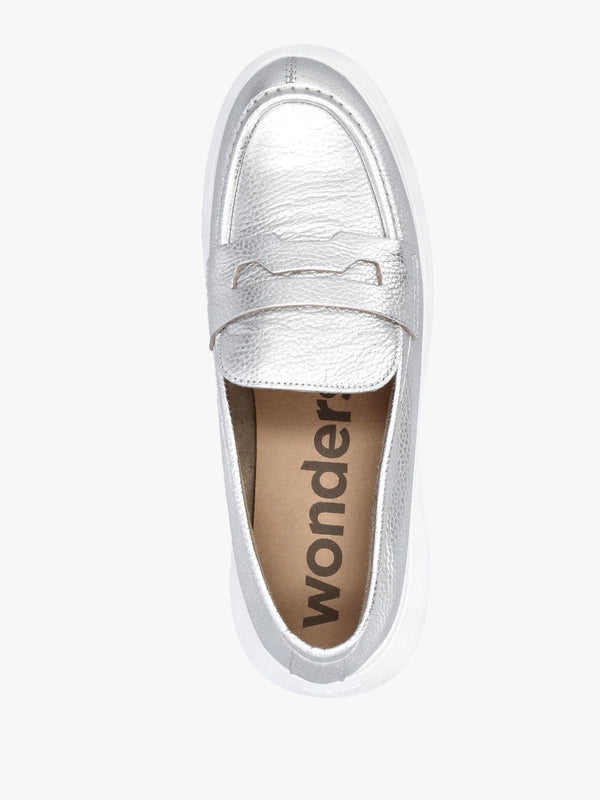 Estela Silver Leather Chunky Loafers