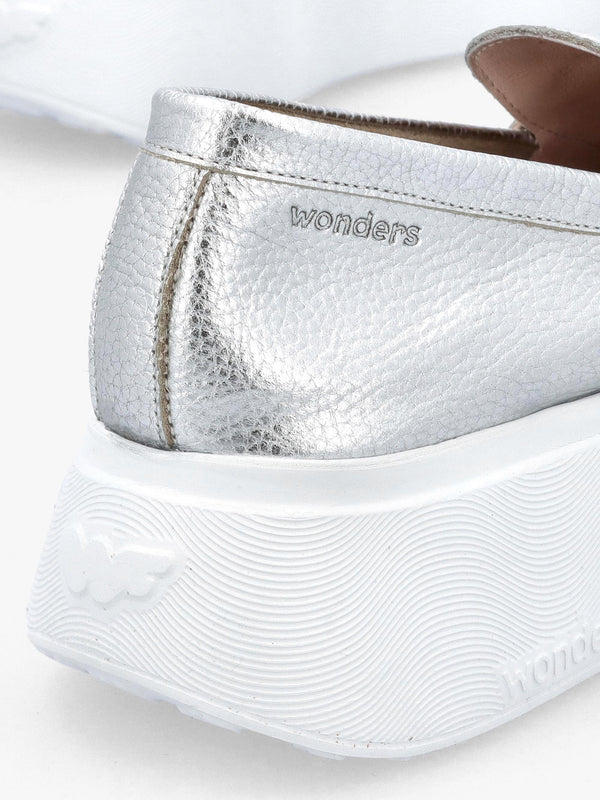 Estela Silver Leather Chunky Loafers