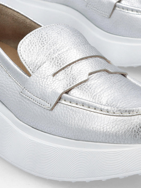 Estela Silver Leather Chunky Loafers