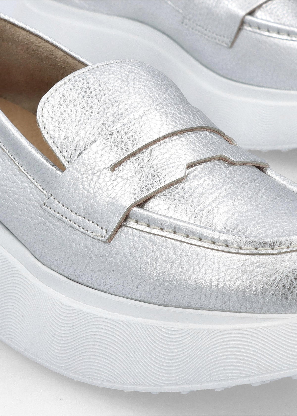 Estela Silver Leather Chunky Loafers