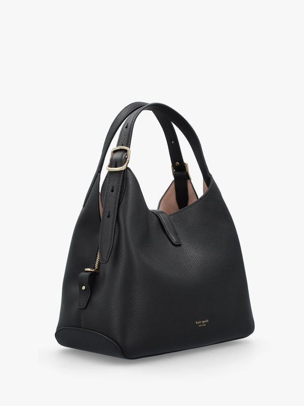 Deco Black Leather Cross-Body Tote Bag
