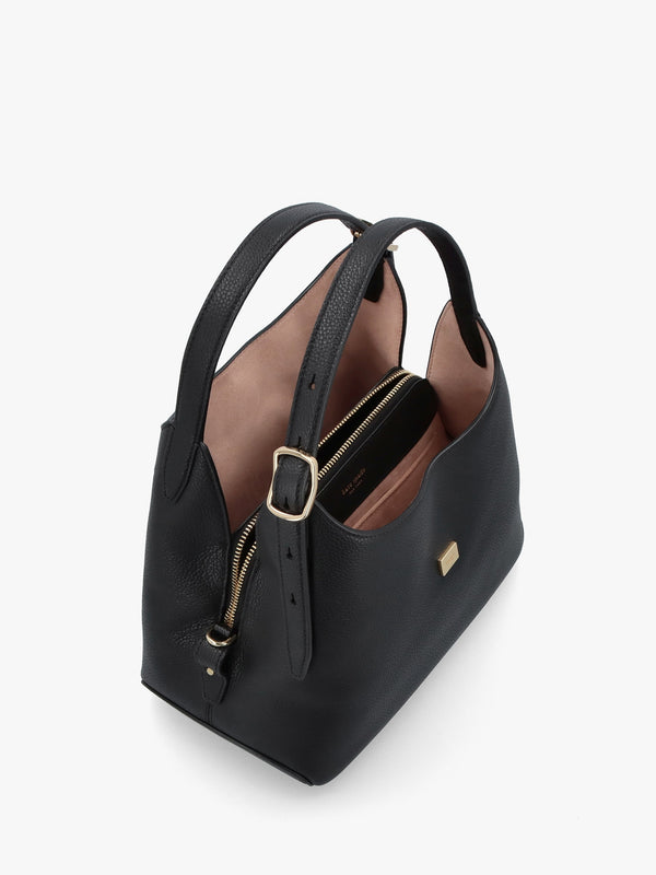 Deco Black Leather Cross-Body Tote Bag