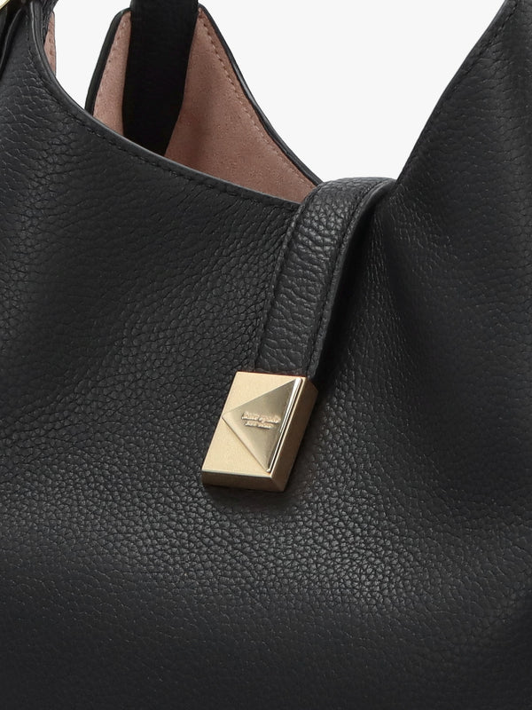 Deco Black Leather Cross-Body Tote Bag