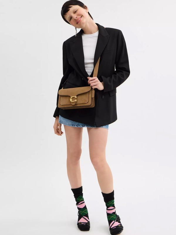 Tabby 26 Sand Suede Shoulder Bag