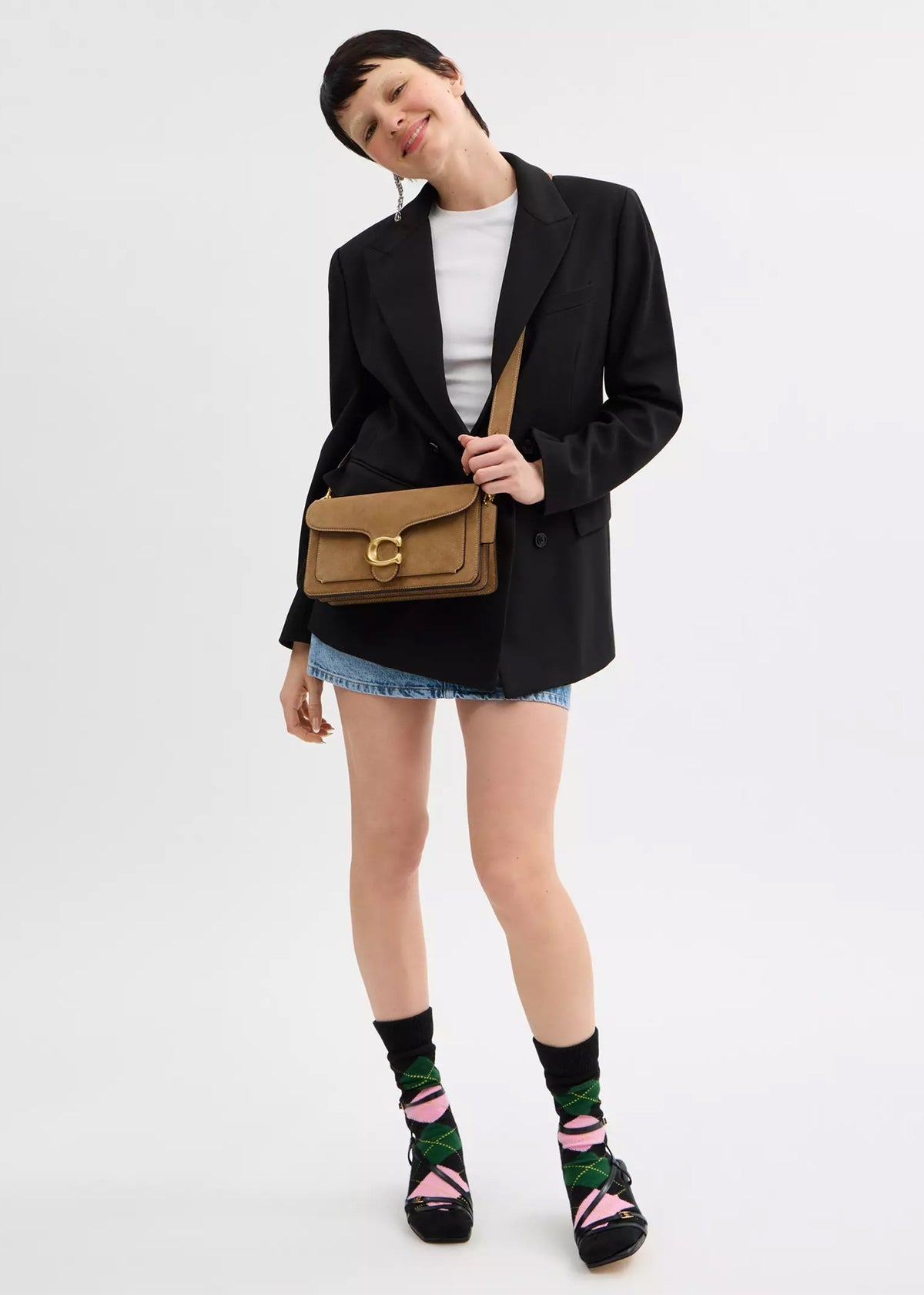 Tabby 26 Sand Suede Shoulder Bag