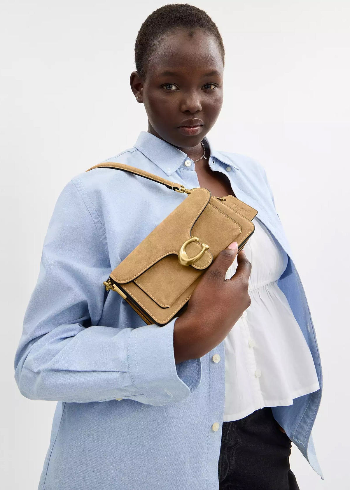 Tabby 20 Sand Suede Shoulder Bag