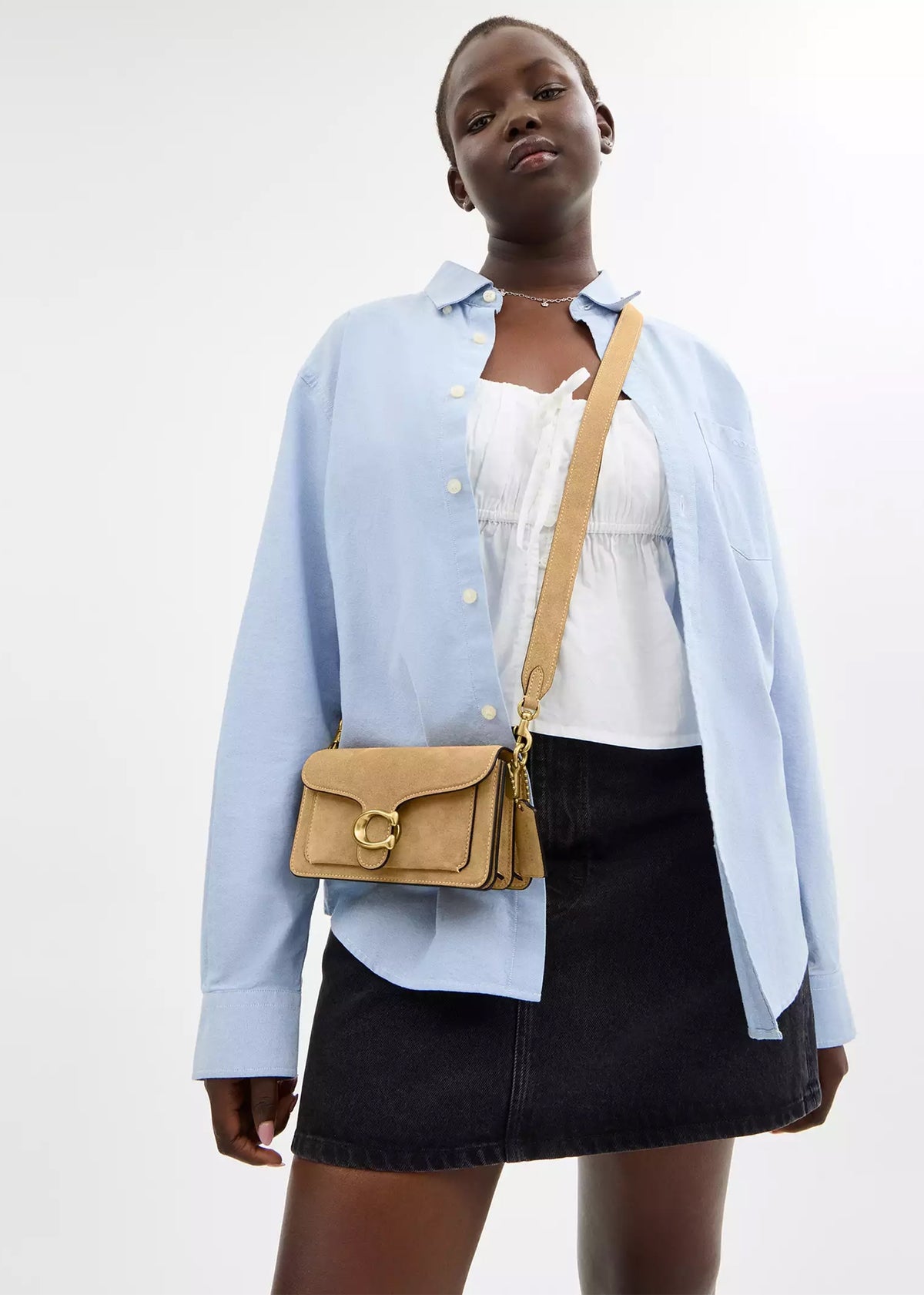 Tabby 20 Sand Suede Shoulder Bag