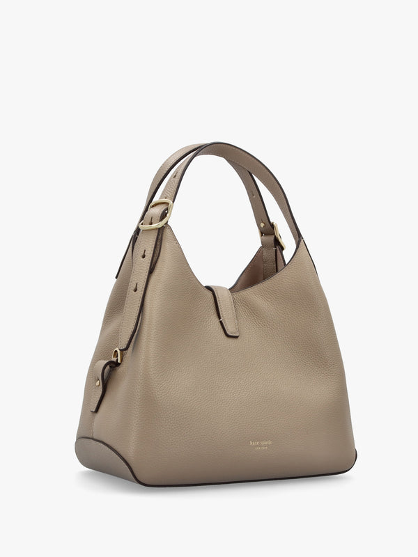 Deco Timeless Taupe Leather Cross-Body Tote Bag