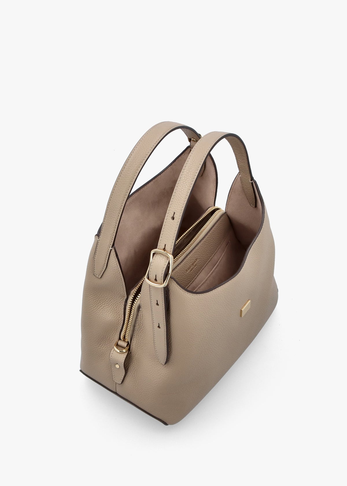 Deco Timeless Taupe Leather Cross-Body Tote Bag