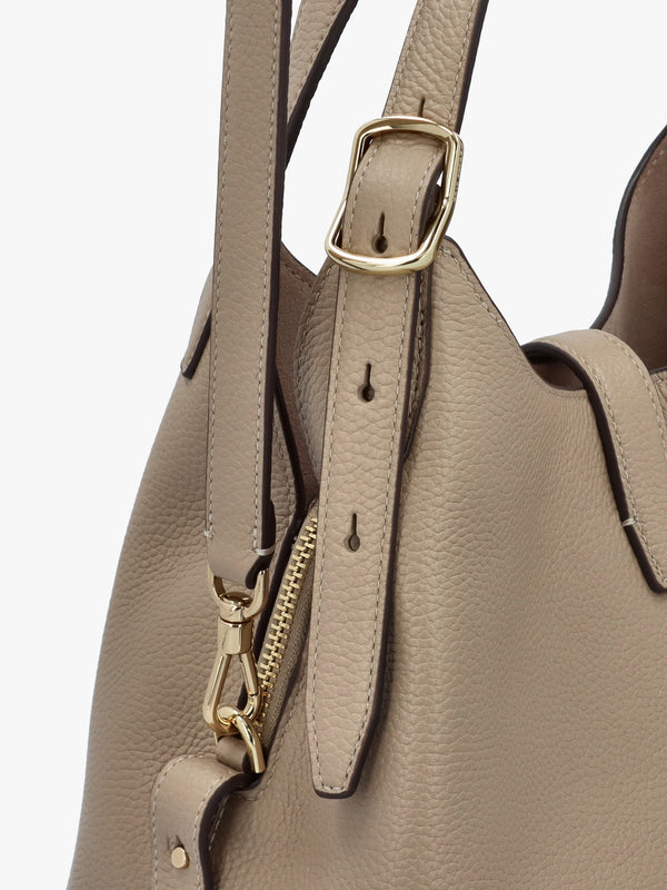 Deco Timeless Taupe Leather Cross-Body Tote Bag