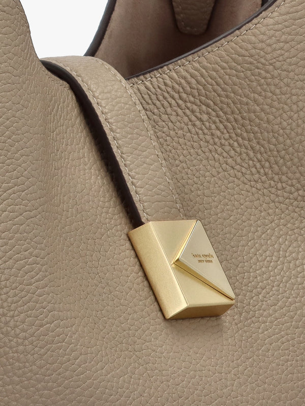 Deco Timeless Taupe Leather Cross-Body Tote Bag