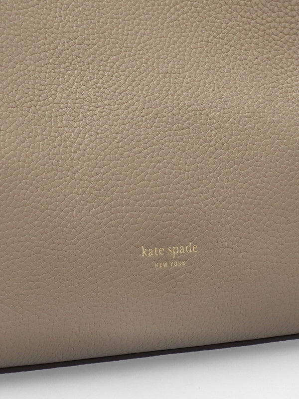 Deco Timeless Taupe Leather Cross-Body Tote Bag