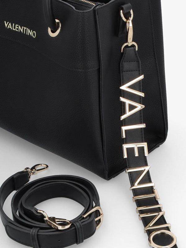 Alexia Black Logo Strap Tote Bag