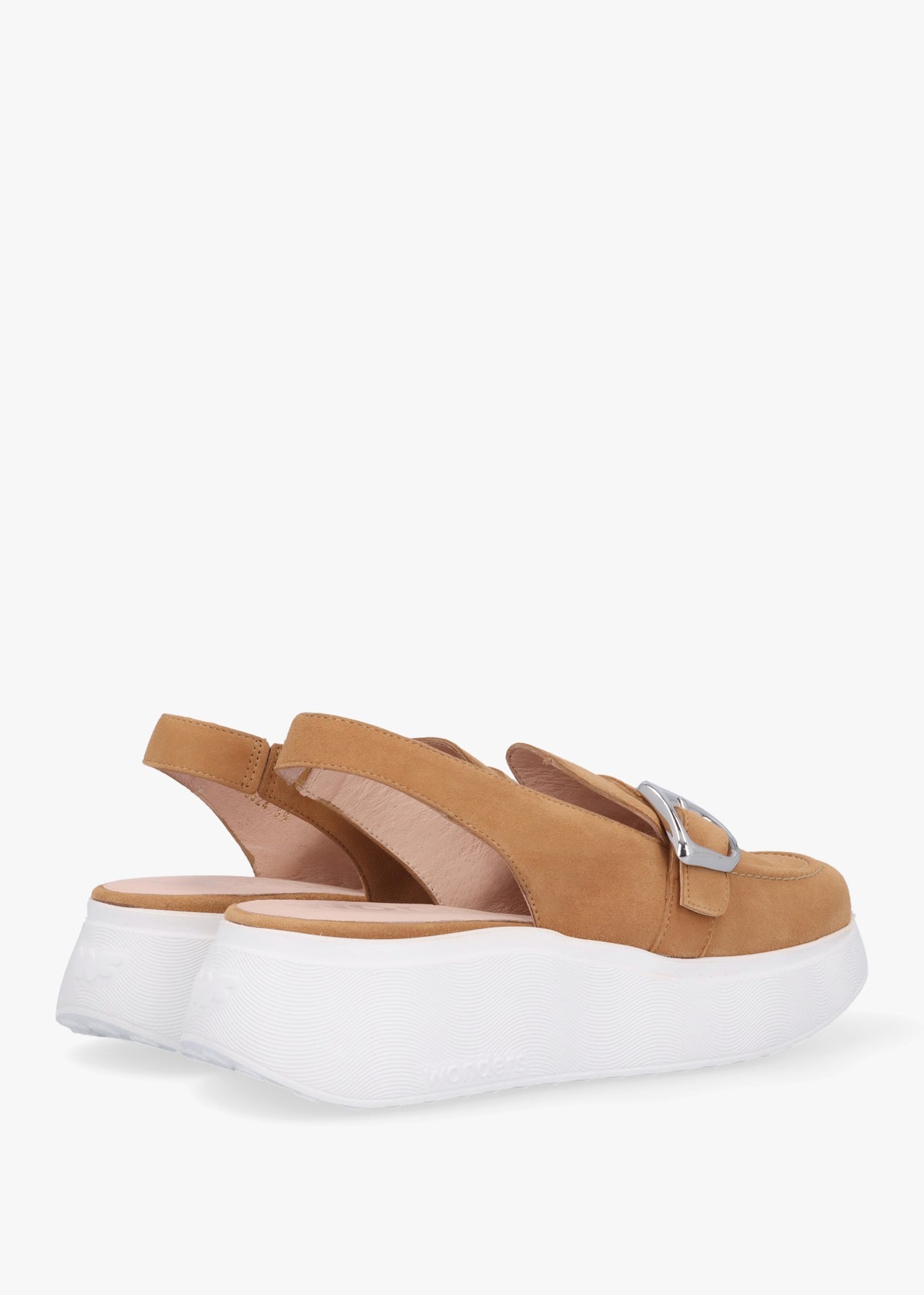 Acalia Tan Suede Chunky Low Wedge Sling Backs