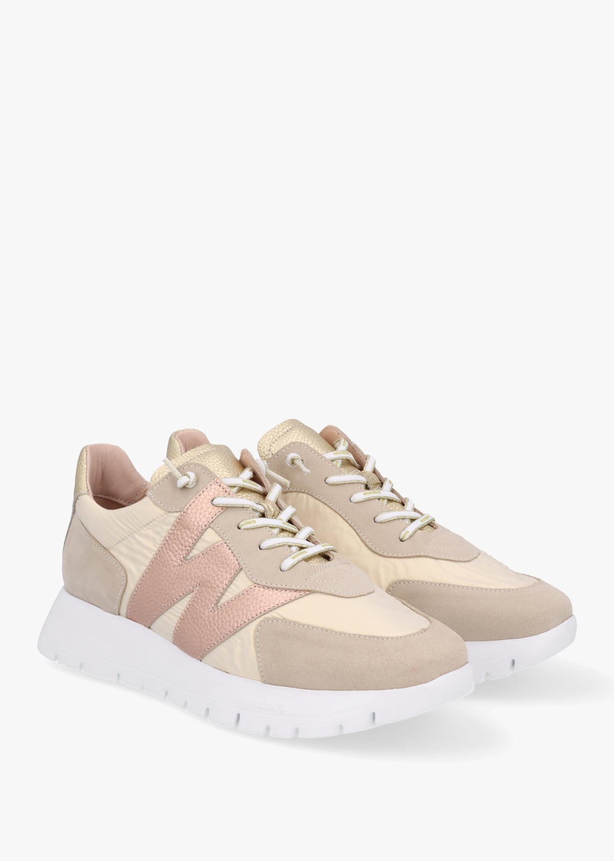 Oslo Beige Metallic Suede & Nylon Trainers