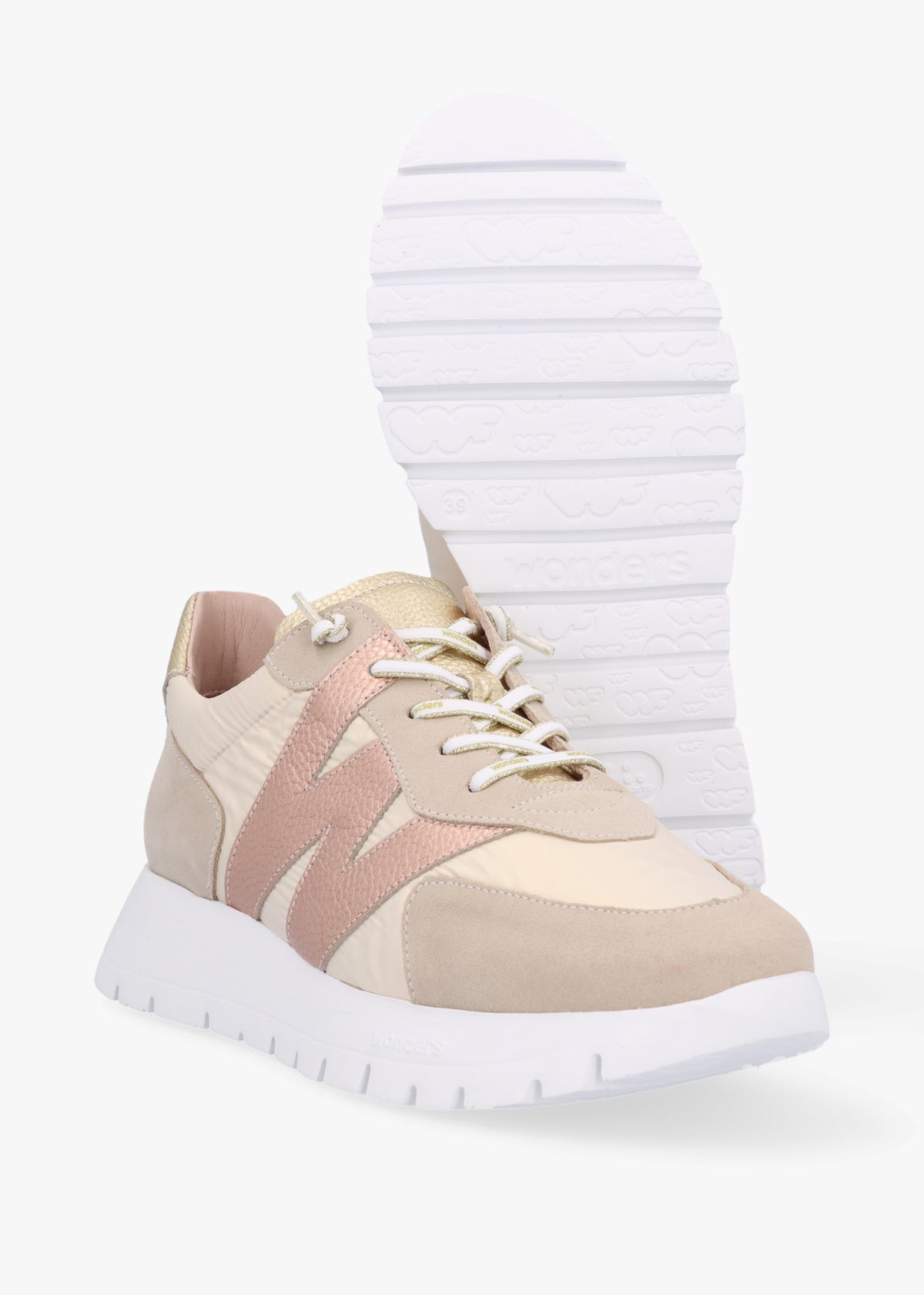 Oslo Beige Metallic Suede & Nylon Trainers