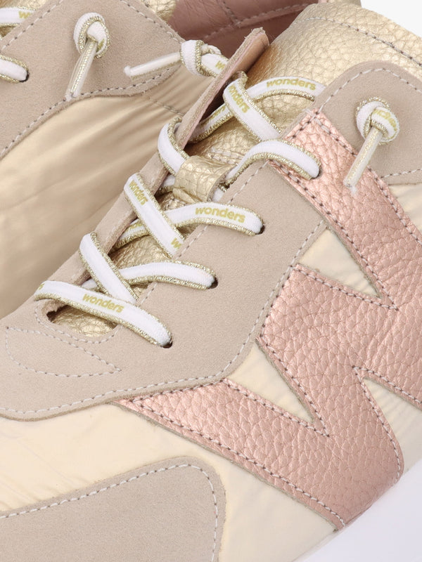 Oslo Beige Metallic Suede & Nylon Trainers