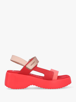 Telva Red Multi Leather Chunky Sandals