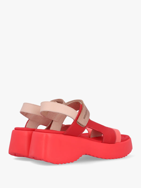 Telva Red Multi Leather Chunky Sandals