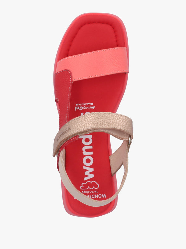 Telva Red Multi Leather Chunky Sandals